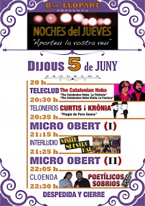 "Noches del Jueves al Bar Llopart". 05 / 06 / 2014 BAR LLOPART